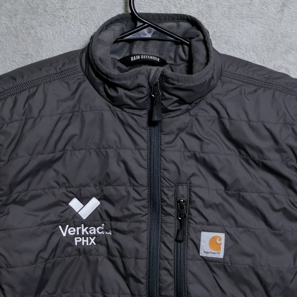 Carhartt Jacket Mens Medium Black Rain Defender Puffer Full Zip Quilted Relaxed